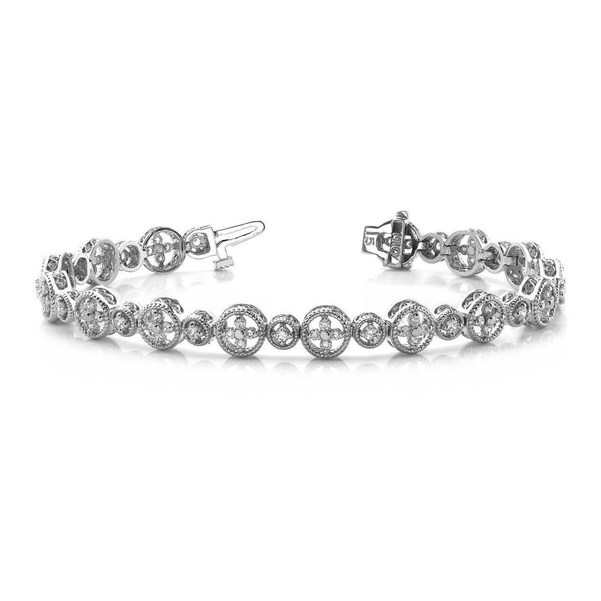58095 6 CT Prong Setting Round Diamond Lady Bracelet, 14K White Gold