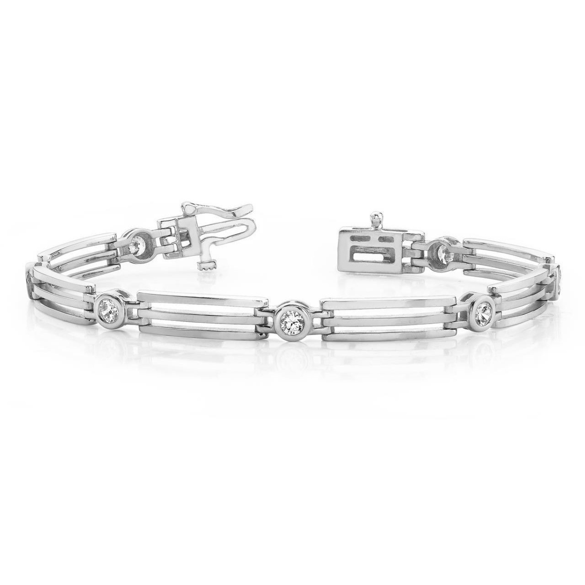1.75 CT 14K White Gold Round Cut Diamond Track Ladies Bracelet