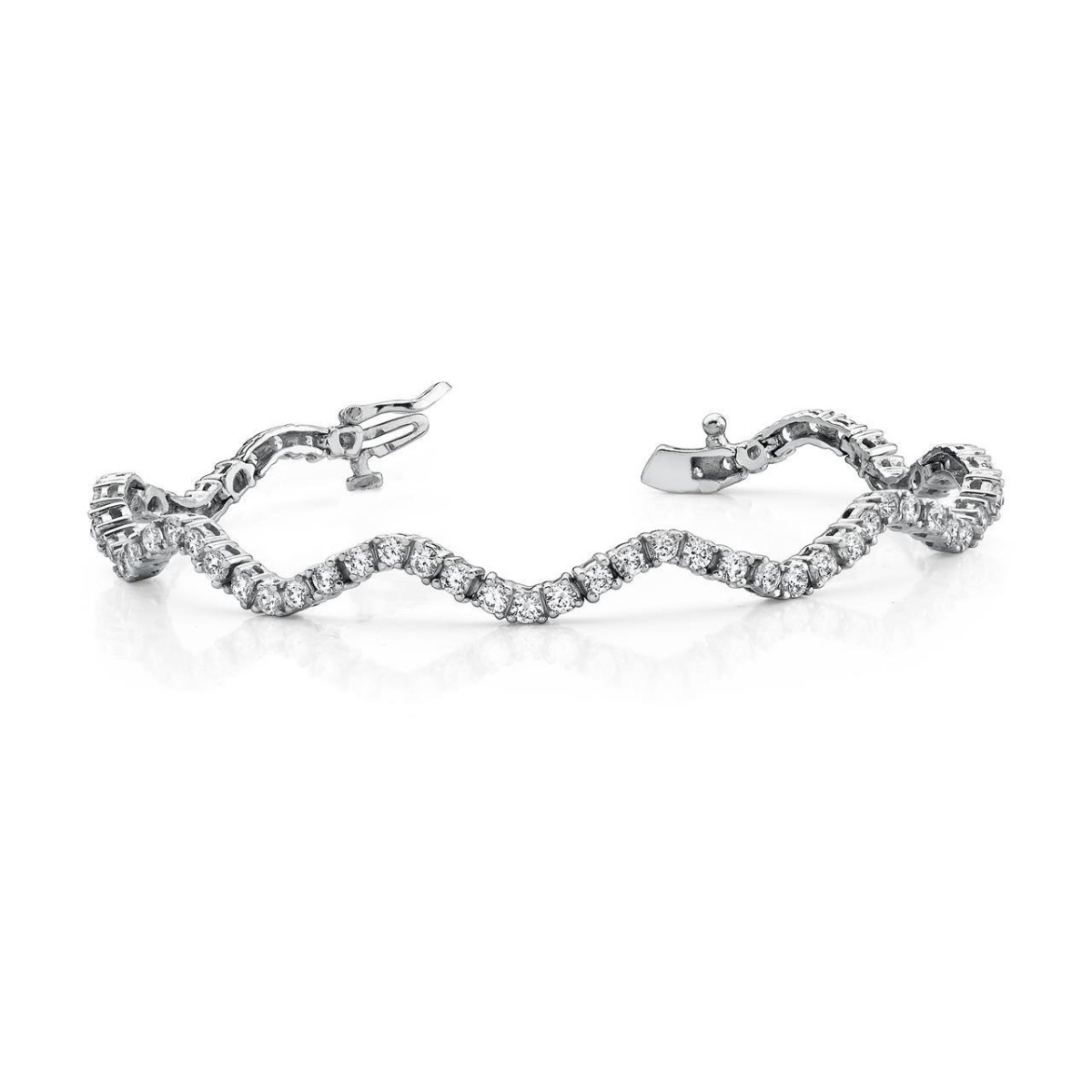 58108 6.50 CT Gorgeous Round Cut Diamond Winding Road Bracelet, White Gold
