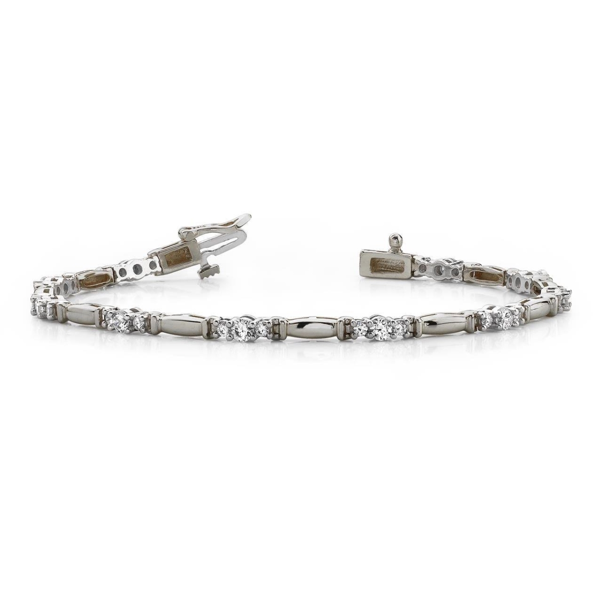 58115 4 CT Prong Set Ladies Round Cut Diamond White Gold Tennis Bracelet