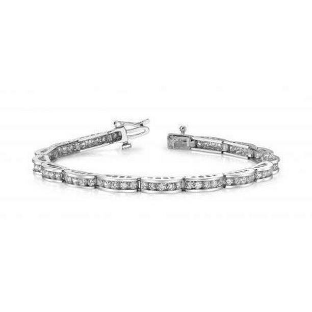 58120 7.70 CT Round Diamonds Link Bracelet, 14K White Gold