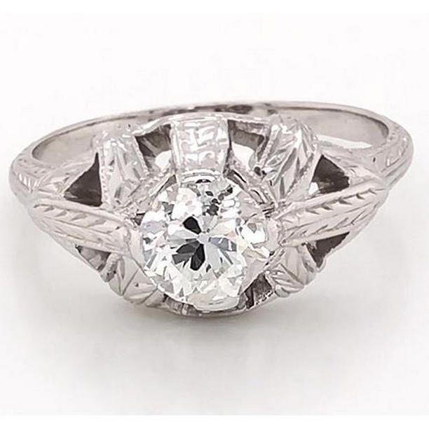 58127 1 CT Diamond Milgrain Prong Setting Engagement Ring, 14K White Gold - Size 6.5