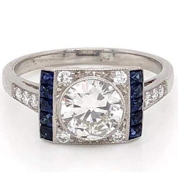 Picture of Harry Chad Enterprises 58128 2.10 CT Ceylon Sapphire Diamond Accent Ring, 14K White Gold - Size 6.5