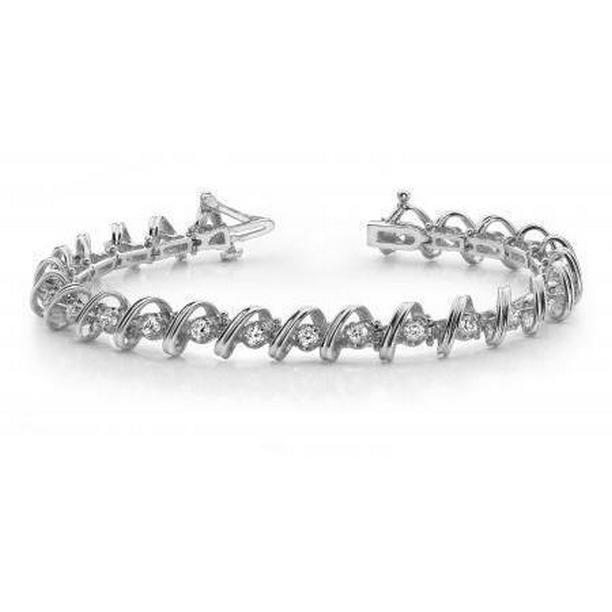 5 CT Diamonds Fancy Tennis Womens Bracelet, 14K White Gold