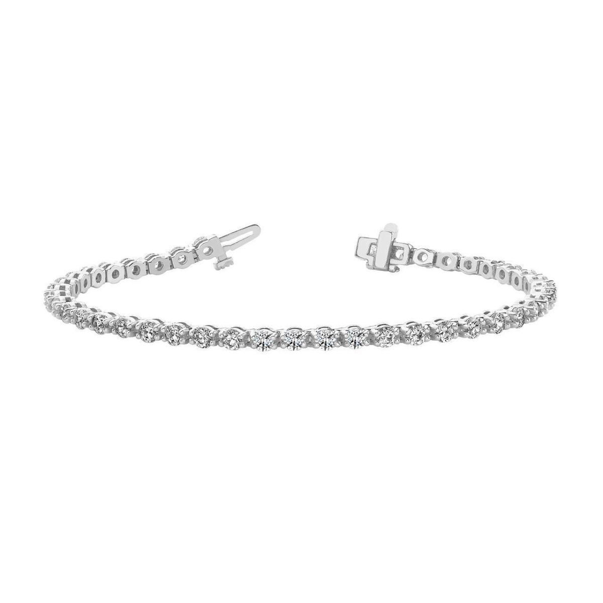 58153 Sparkling 4.20 CT Round Diamond Solid Tennis Bracelet, White Gold