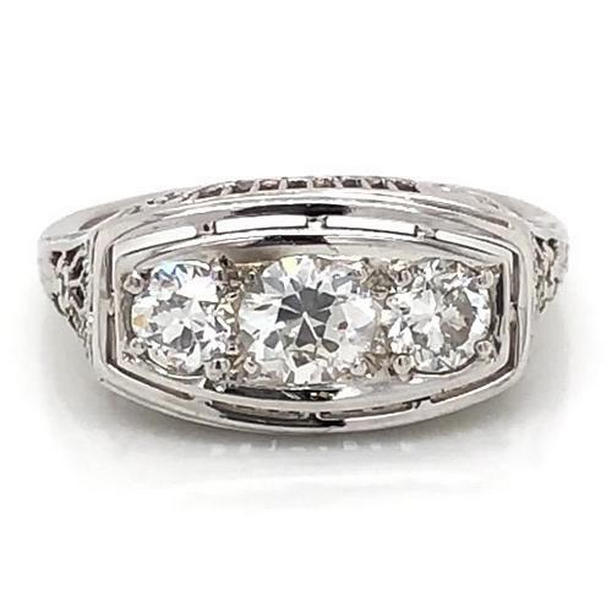 Picture of Harry Chad Enterprises 58154 3 Stone Diamond 1.75 CT Vintage Style Engagement Ring, Size 6.5