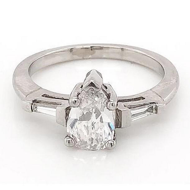 1.50 CT 3 Stone Diamond Engagement Ring, 14K White Gold - Size 6.5