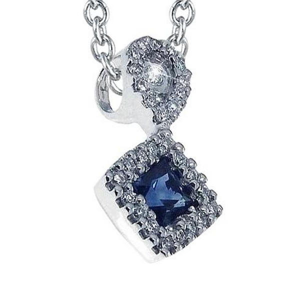Picture of Harry Chad Enterprises 59398 1.25 CT Princess Cut Sapphire Pendant with Accents Round Diamond
