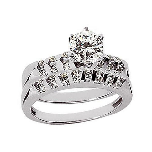 595 2.01 CT Diamond Band Set Engagement Ring, 14K White Gold - Size 6.5