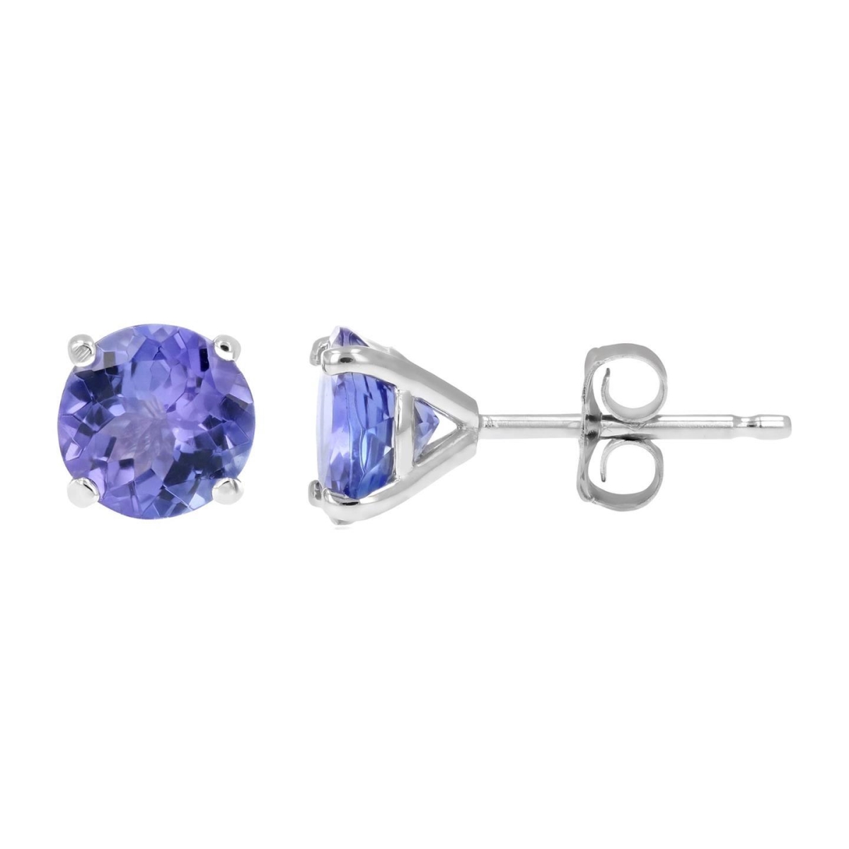 5 CT Tanzanite Womens Stud Earrings, 14K White Gold