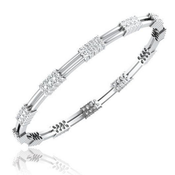 Sparkling Round 4.80 CT Diamond Womens Bangle, White Gold