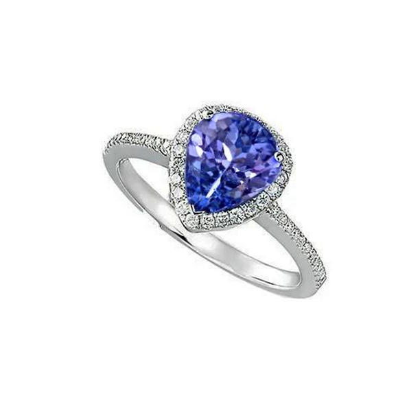 60239 5.75 CT Solitaire with Accent Tanzanite with Diamonds Ring, Gold - Size 6.5