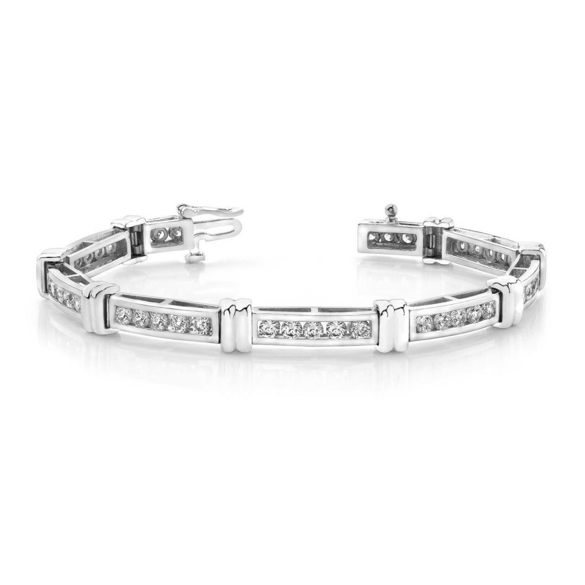 60252 4 CT Round Channel Setting Diamond White Gold Bracelet