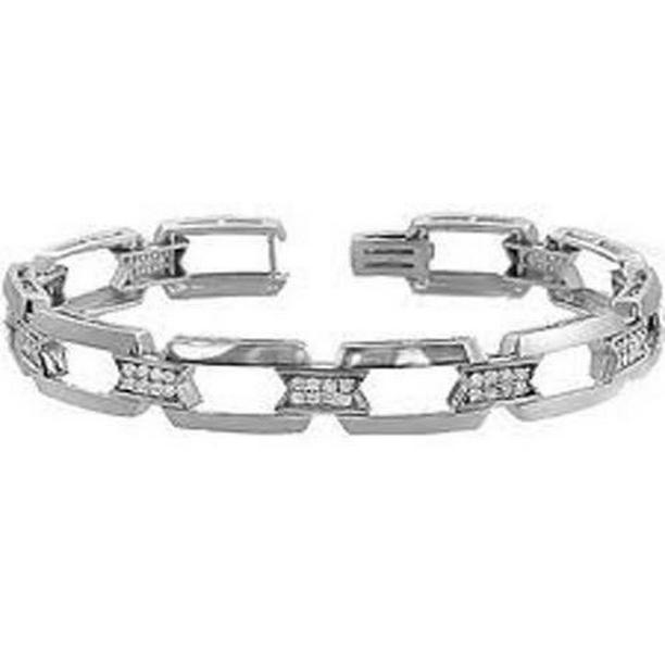 60264 2 CT Round Cut Mens Diamond Bracelet 14K White Gold