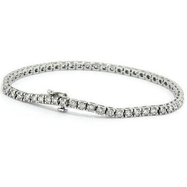 60267 5.60 CT Prong Set Round Cut Diamond Tennis Bracelet, 14K White Gold