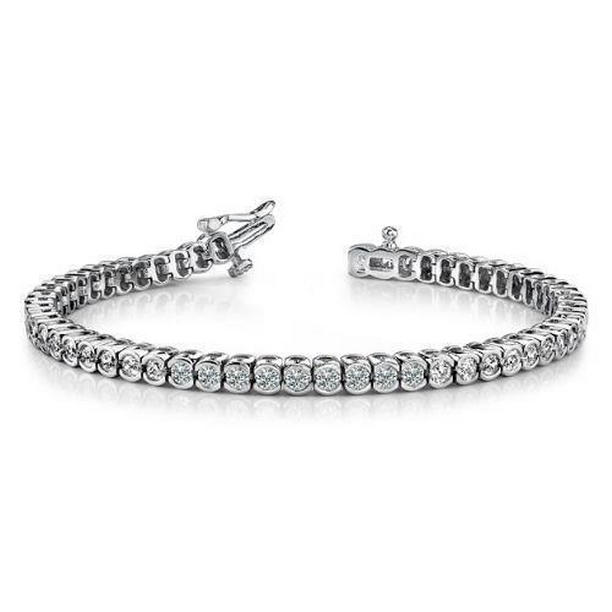 60274 Round Cut 5 CT Diamonds Tennis Bracelet, 14K White Gold