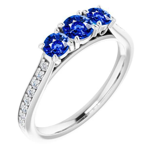 Picture of Harry Chad Enterprises 60288 Diamond 1.10 CT Claw Prong Setting Womens Sapphire Ring&#44; Size 6.5