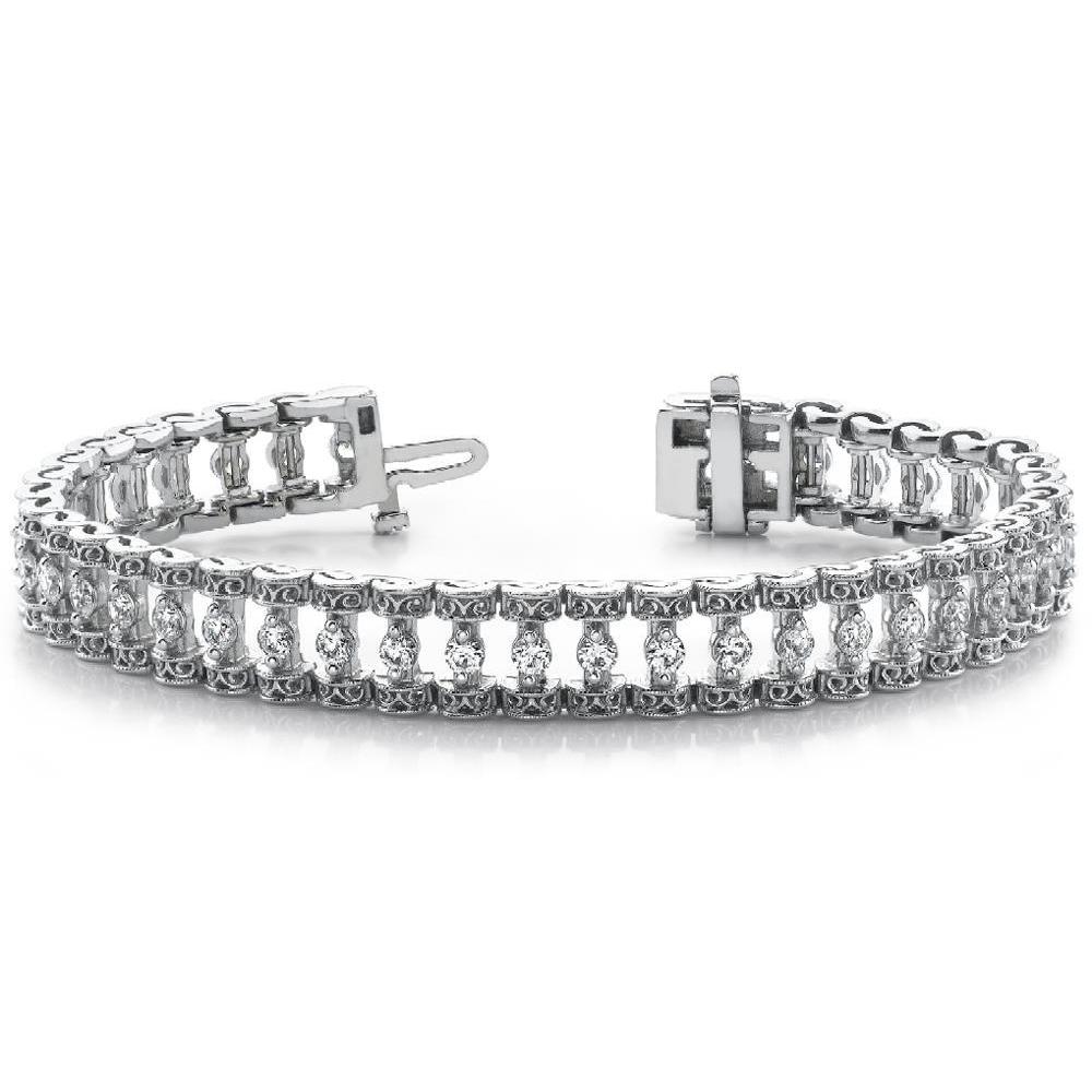 60289 4 CT Gorgeous Round Cut Diamond White Gold Fine Bracelet