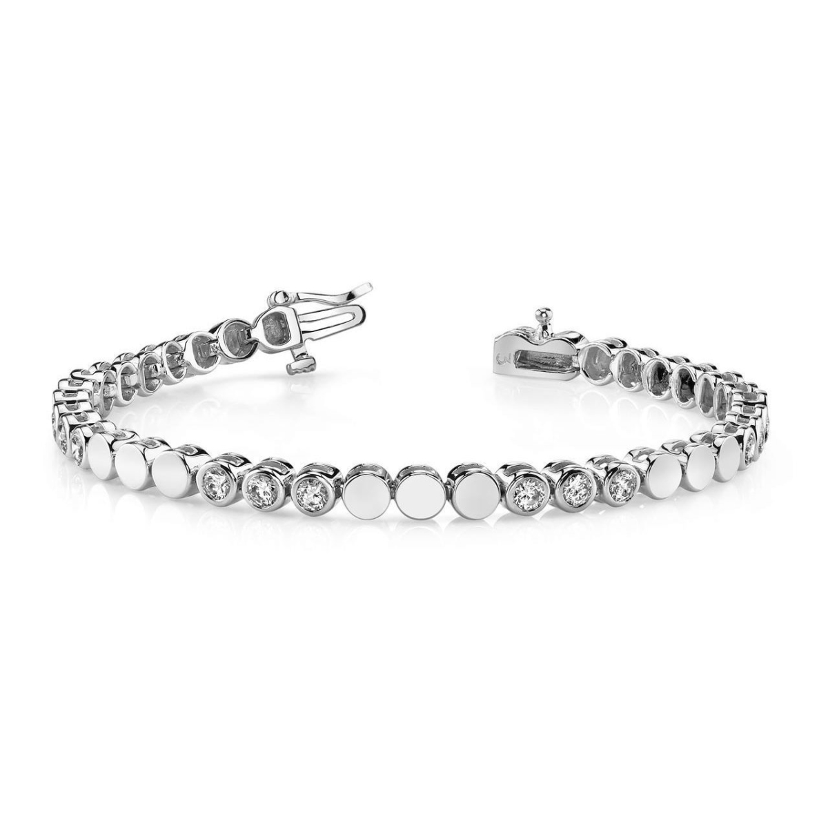 450 CT Bezel Set Round Triple Diamond White Gold Bracelet