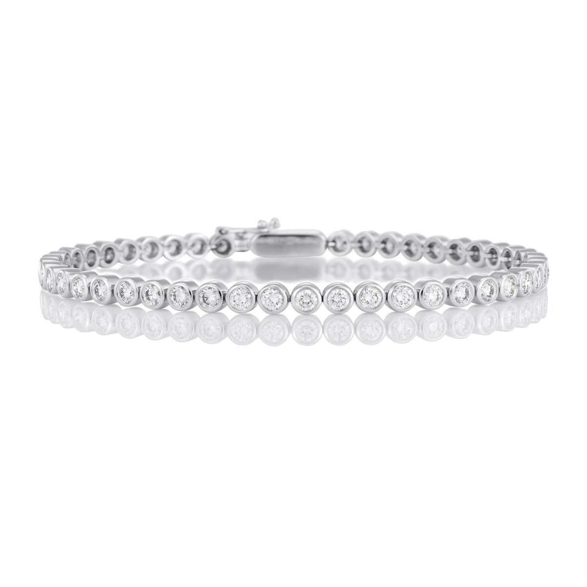 Bezel Set 540 CT Round Cut Diamond Bracelet44 14K White Gold