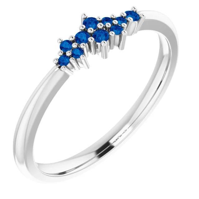 60312 1.40 CT Ceylon Blue Sapphire Womens Anniversary Band, Size 6.5