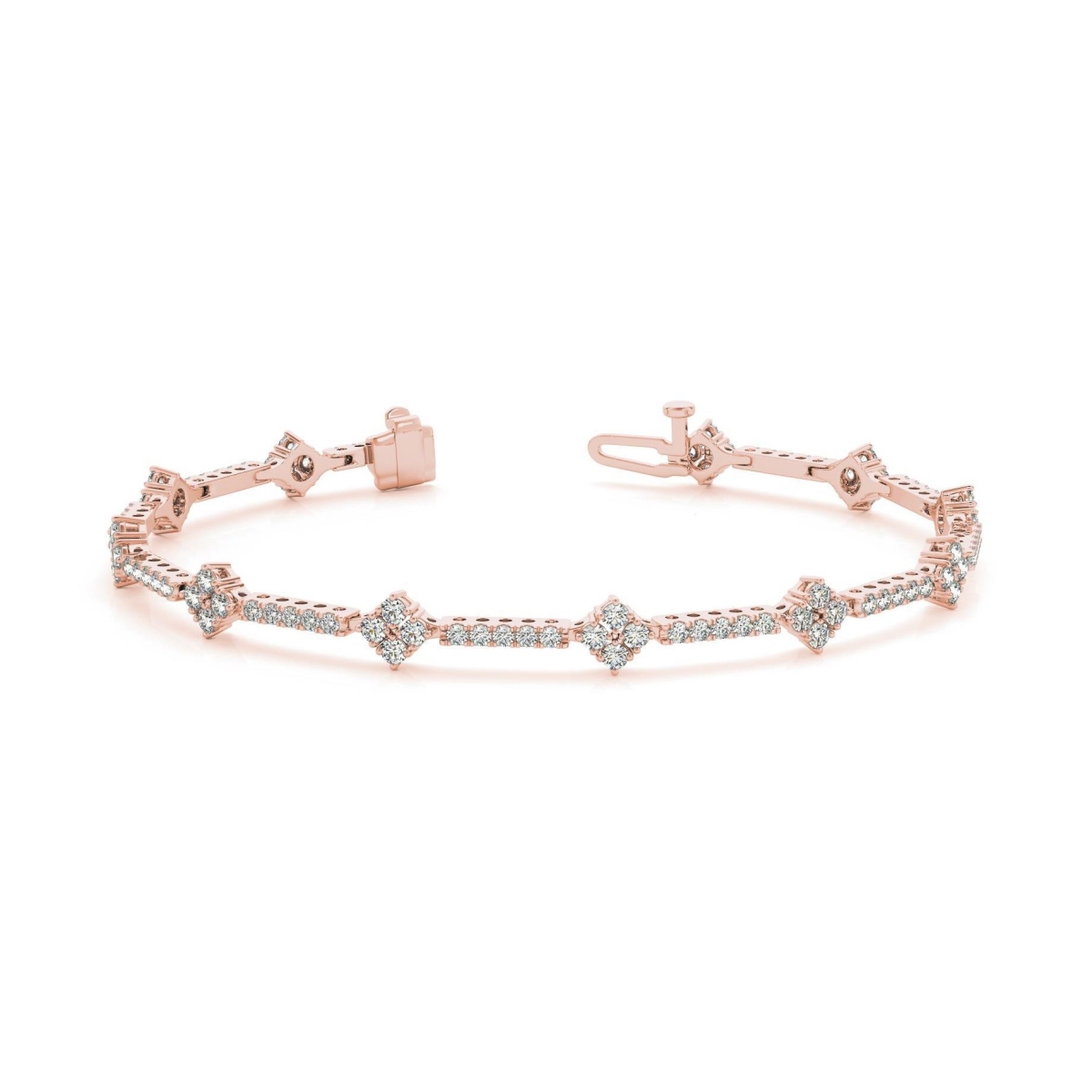 60316 Round Cut Sparkling 6 CT Diamond Womens Bracelet, 14K Rose Gold