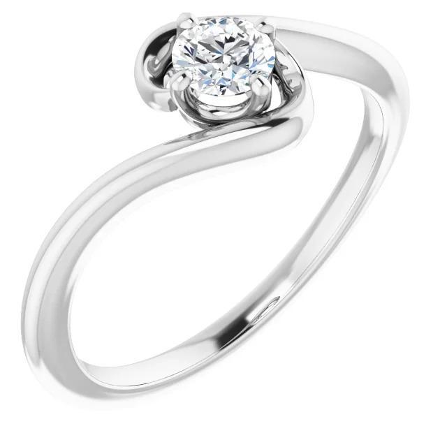 61156 1 CT Freeform Diamond 14K White Gold Engagement Ring, Size 6.5