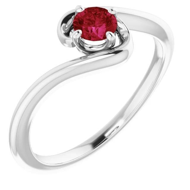 61158 1 CT Ruby Stone Solitaire Ring, 14K White Gold - Size 6.5