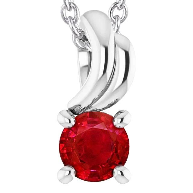 Picture of Harry Chad Enterprises 61166 1 CT Four Prong Round Ruby Pendant&#44; 14K White Gold
