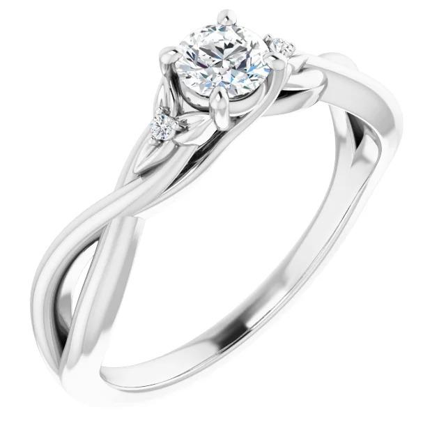 61170 1.40 CT Twisted Shank Diamond Ring, 14K White Gold - Size 6.5