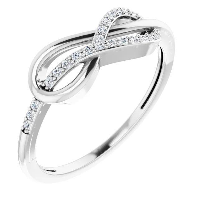 61179 1 CT Twisted Diamond Infinity Ring, 14K White Gold - Size 6.5