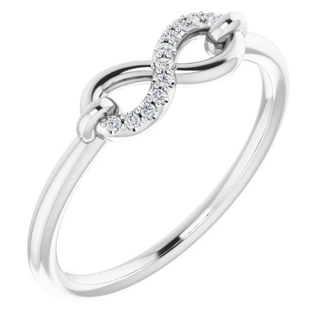 61181 1 CT Infinity Diamond Promise Ring, 14K White Gold - Size 6.5
