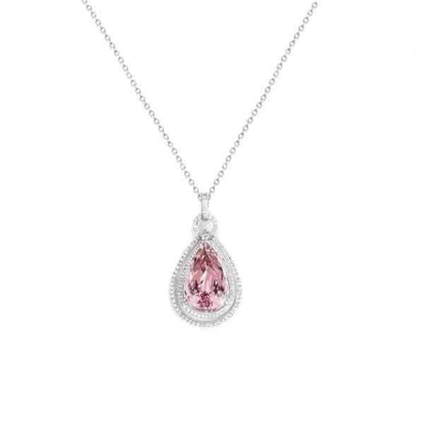Picture of Harry Chad Enterprises 61824 36 CT Pink Natural Kunzite & Diamond Womens Necklace Pendant