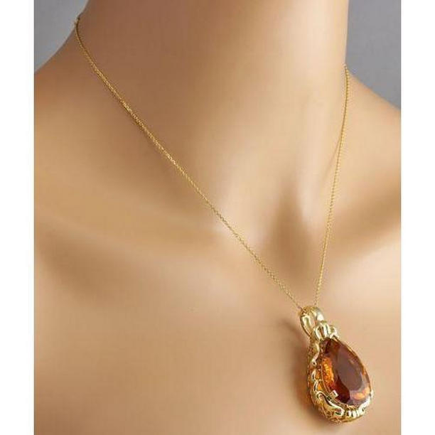 Picture of Harry Chad Enterprises 61833 32 CT Madeira Natural Citrine Womens Necklace Pendant&#44; Yellow Gold