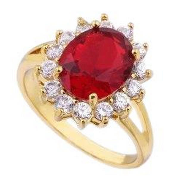 Picture of Harry Chad Enterprises 61847 14K Yellow Gold 4.70 CT Prong Set Ruby with Diamonds Ring&#44; Size 6.5