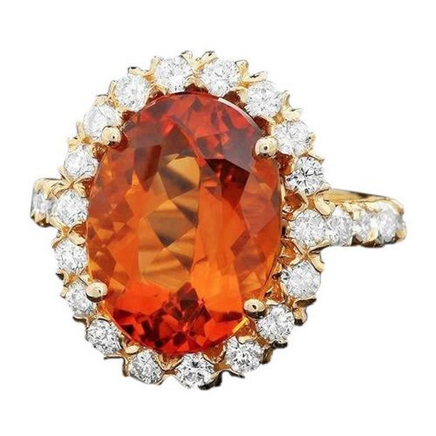 Picture of Harry Chad Enterprises 61853 22 CT Madeira Oval Citrine & Yellow Gold Diamond Ring&#44; Size 6.5