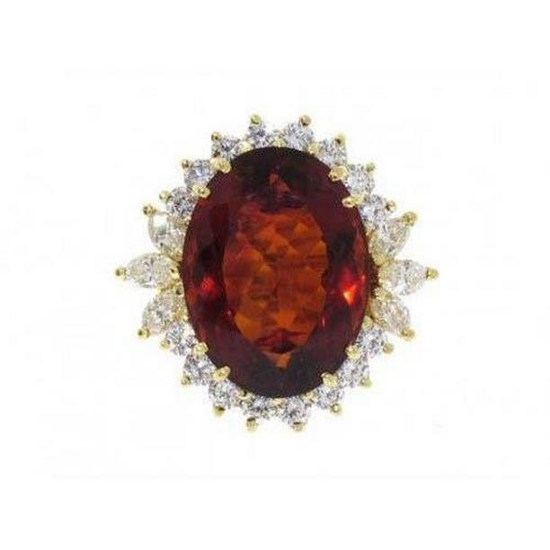 Picture of Harry Chad Enterprises 61854 29.50 CT Madeira Oval Citrine & 14K Yellow Gold Diamond Ring&#44; Size 6.5