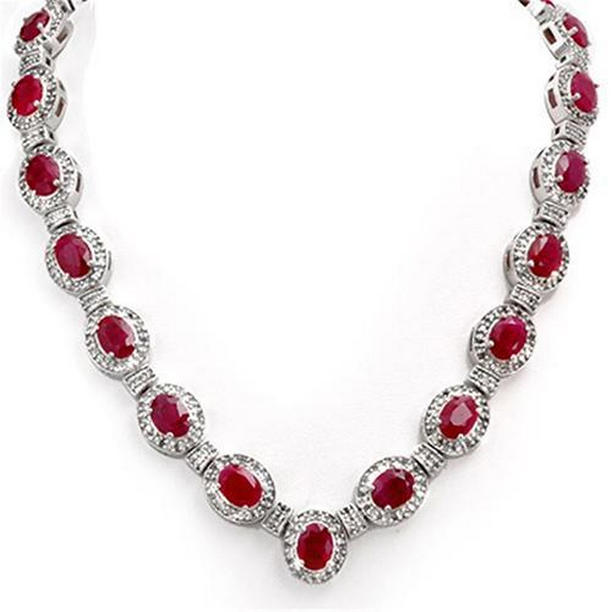 Picture of Harry Chad Enterprises 61858 Oval Cut Ruby & Diamonds 35.50 CT Lady Necklace&#44; 14K Gold