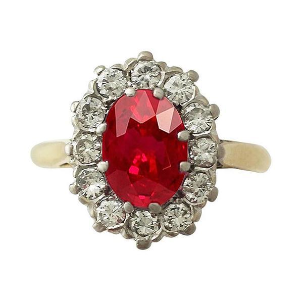 Picture of Harry Chad Enterprises 61860 Two Tone Gold 14K 4.75 CT Red Ruby with Diamonds Ring&#44; Size 6.5