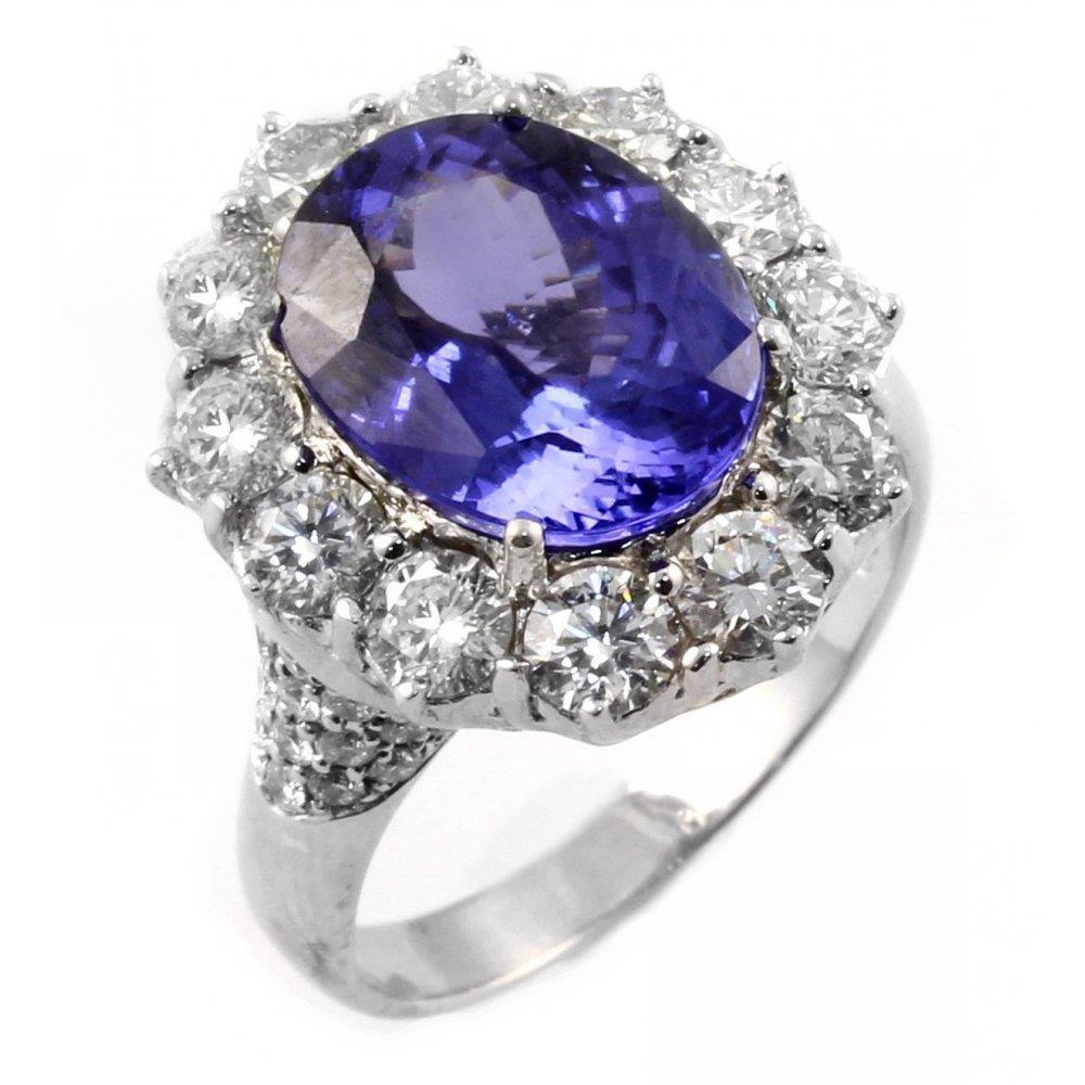 62466 Solitaire with Accent 7.25 CT Tanzanite & Diamonds Ring, Size 6.5