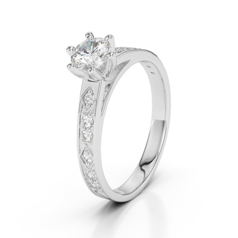 62517 2.15 CT Round Cut Diamond Accented Ring, 14K White Gold - Size 6.5