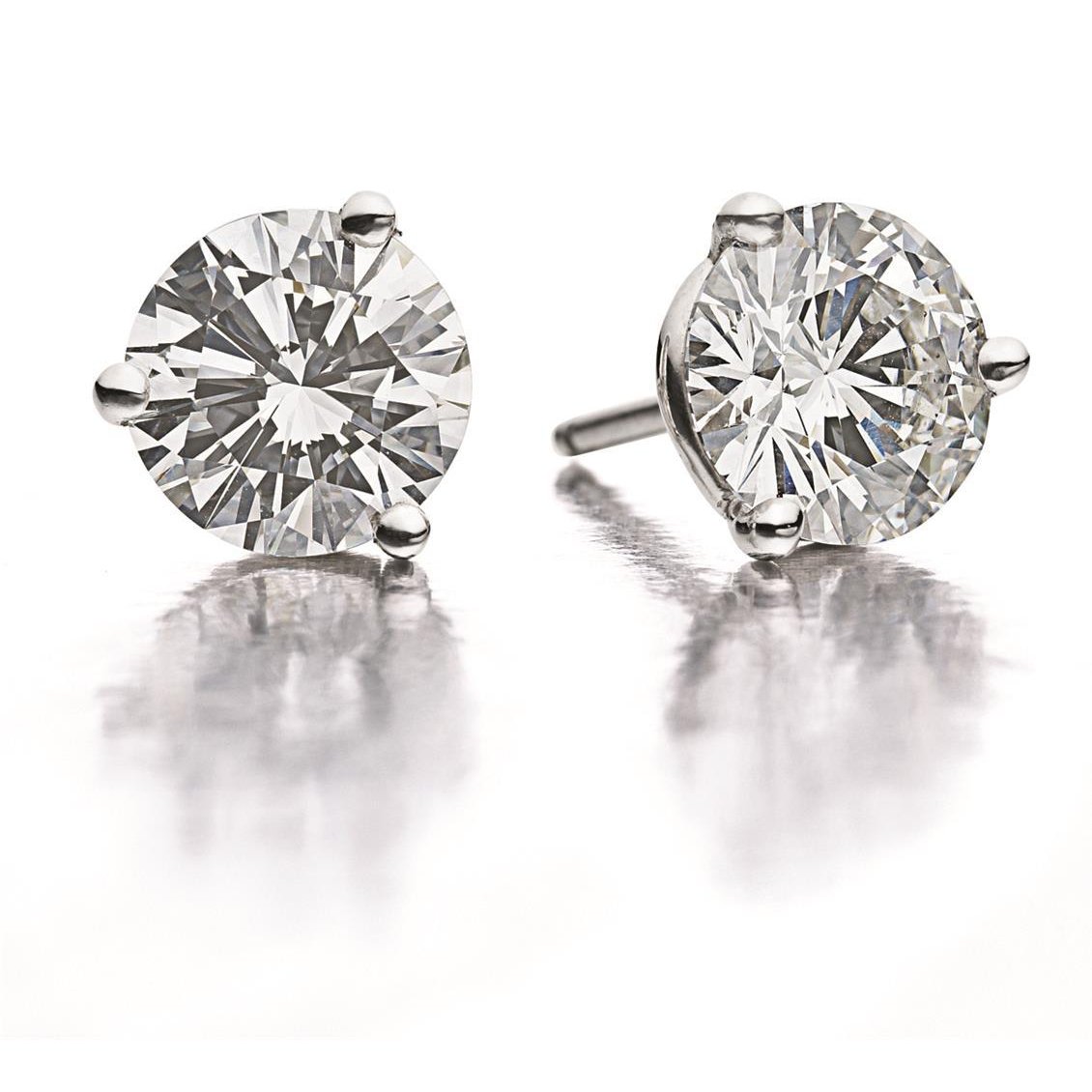 62526 2 CT Diamond Ladies Stud Earring, 14K White Gold