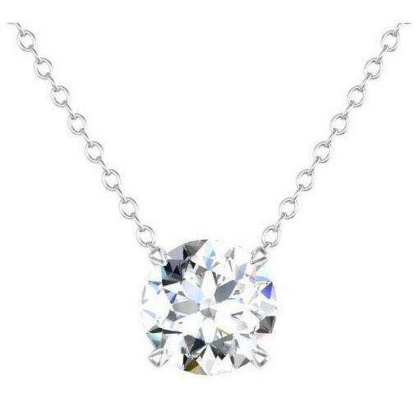 63180 1 CT Solitaire Round Cut Diamond 14K White Gold Necklace Pendant