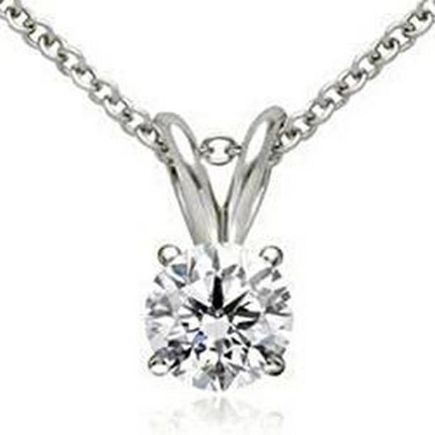 63182 1 CT Prong Set Solitaire Round Cut 14K White Gold Diamond Pendant