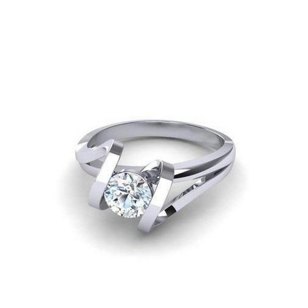 63218 1.25 CT Sparkling Round Cut Solitaire Diamond Wedding Ring, White Gold - Size 6.5