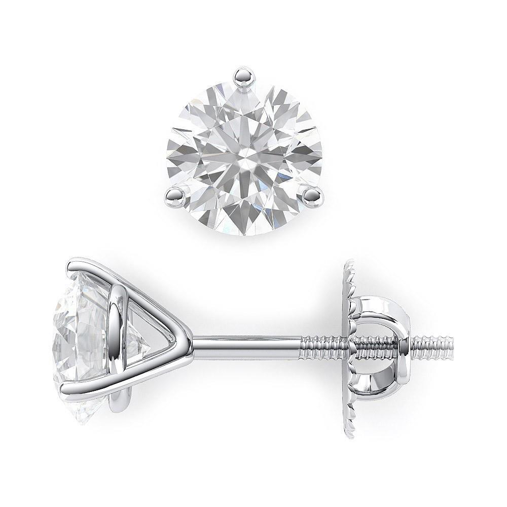 63220 1.65 CT Solitaire Round Diamond Stud Earring, 14K White Gold