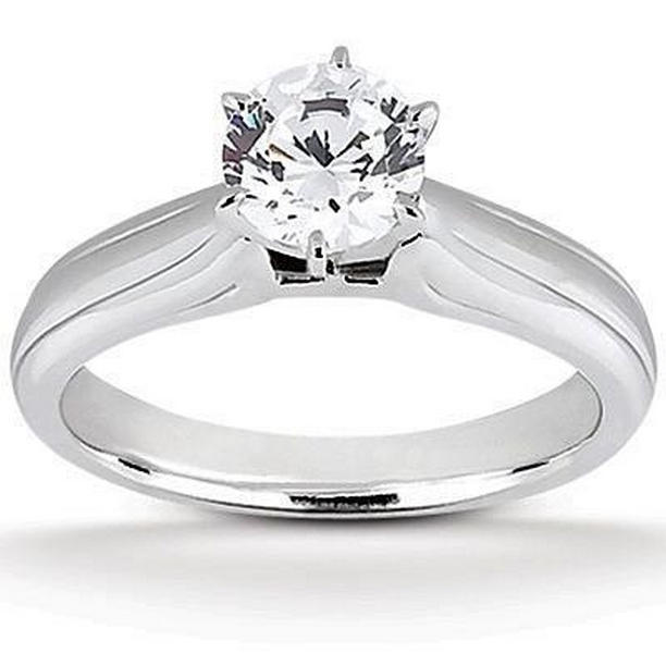 63237 1.60 CT Solitaire Round Cut Diamond Wedding Ring, 14K White Gold - Size 6.5