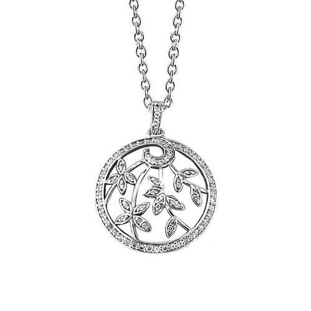 63966 4 CT Round Cut Diamonds Pendant Necklace 14K White Gold