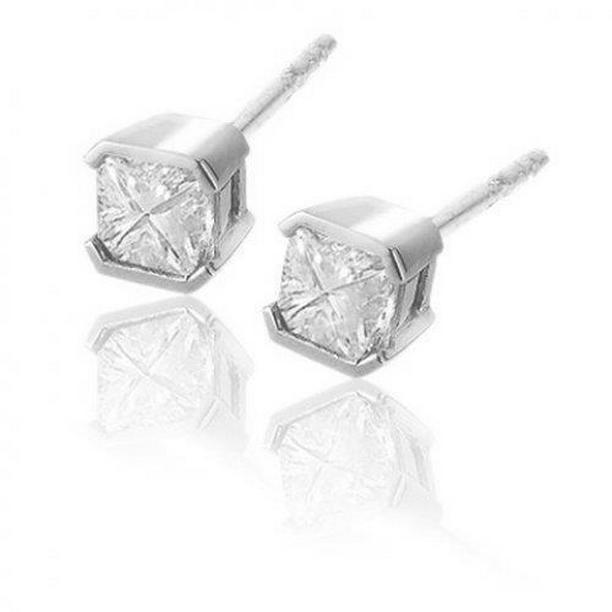 63977 1.70 CT Princess Cut Womens Diamond Stud Earring, 14K Gold