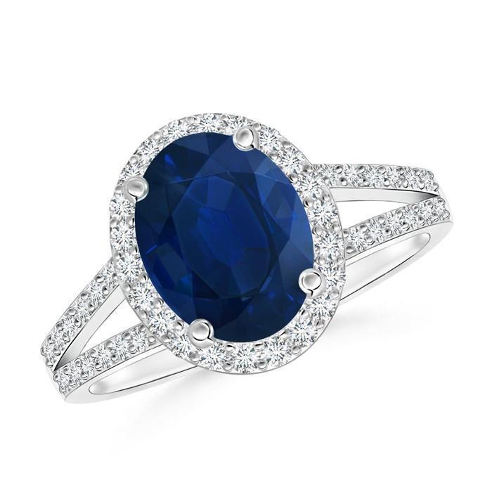 Picture of Harry Chad Enterprises 63999 3.50 CT Blue Oval Sapphire Ring with Accents Diamond&#44; 14K White Gold - Size 6.5